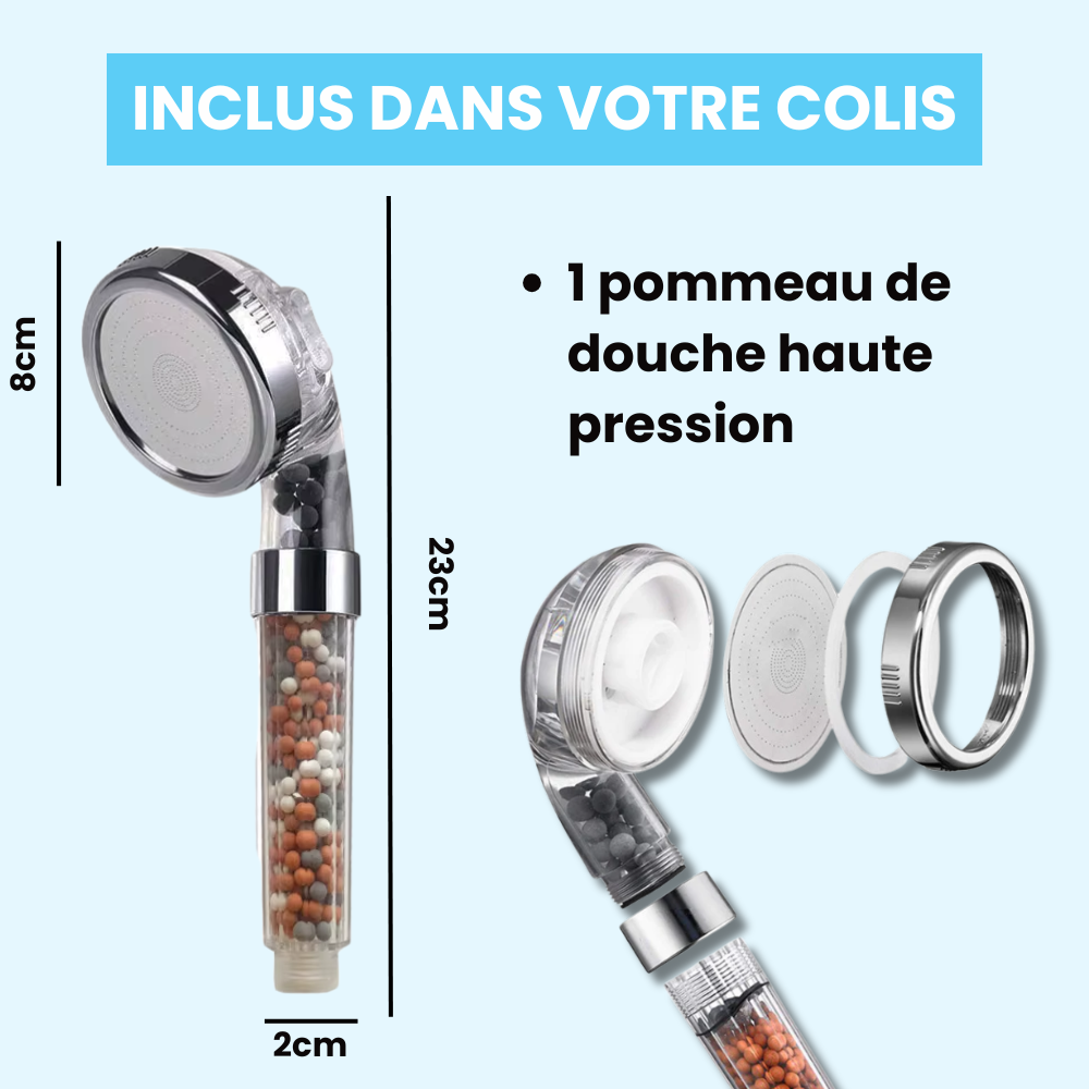 Pommeau de Douche à Billes Minérales Eau Adoucie Naturellement – Pluvia