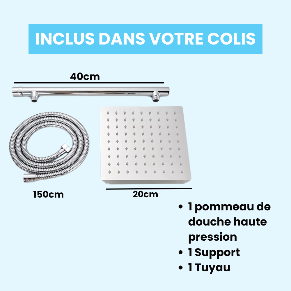 Pommeau de Douche Mural Fixe Confort Stable Design Élégant – Pluvia