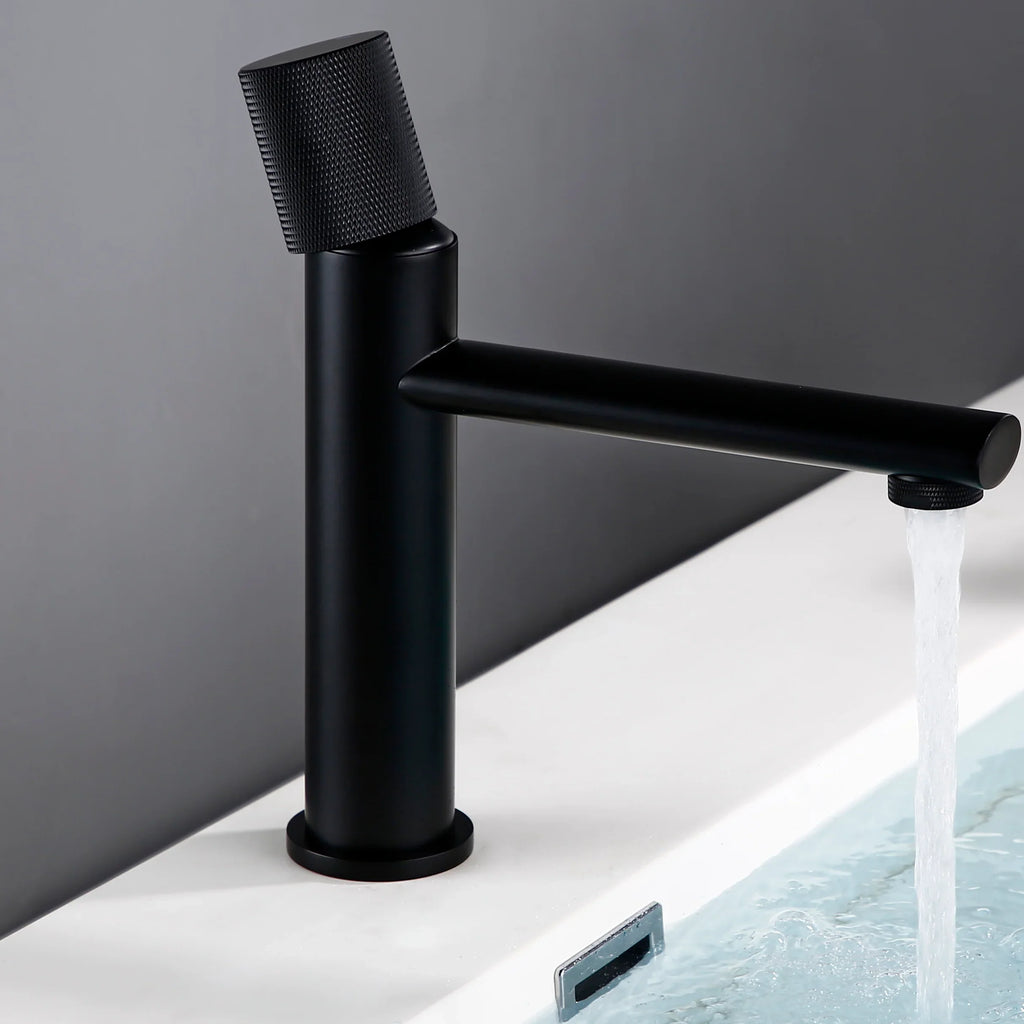 Robinet Vasque Noir Poignée Ronde Finition Mate Design Moderne – Kaléo