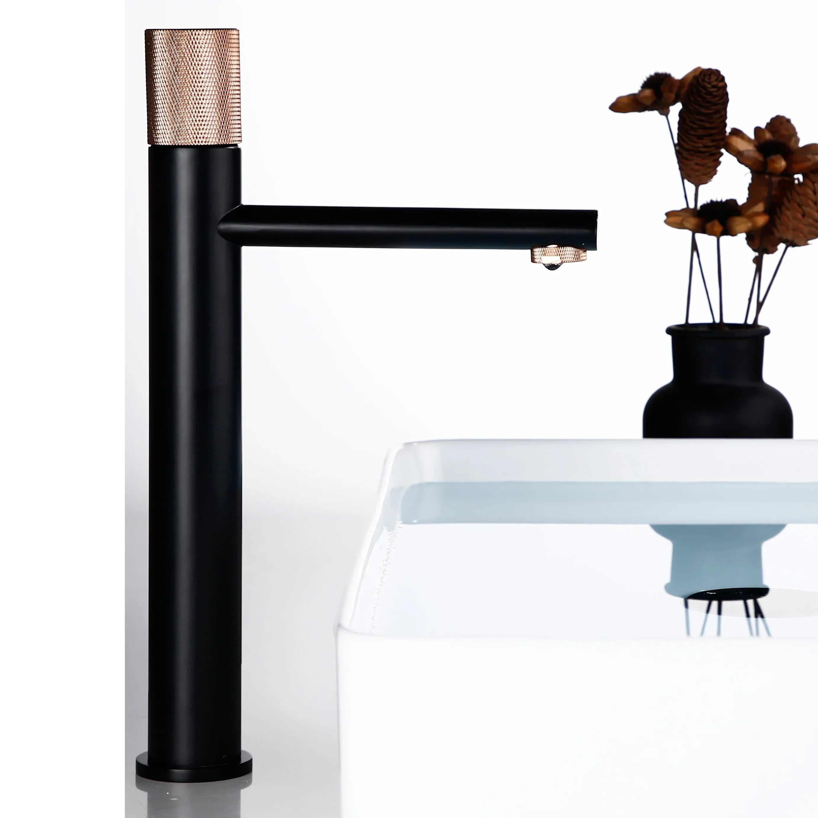 Robinet Vasque Noir Poignée Ronde Finition Mate Design Moderne – Kaléo