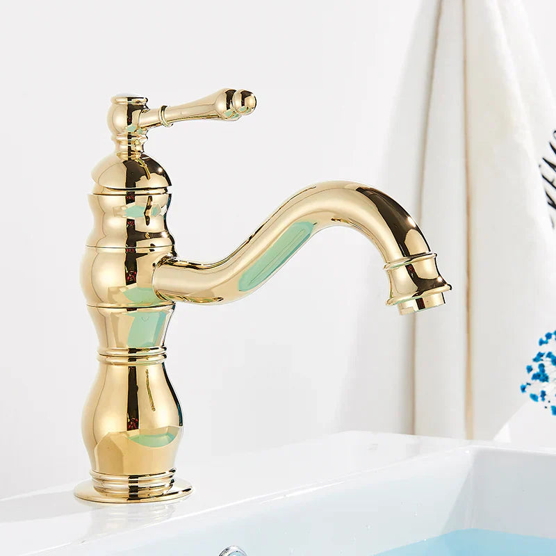 Mitigeur Vasque Doré Laiton Rétro Finition Précieuse Durable – Kaléo
