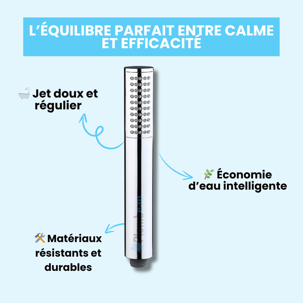 Pommeau de Douche Rond Chromé Fixation Flexible et Innovante – Pluvia
