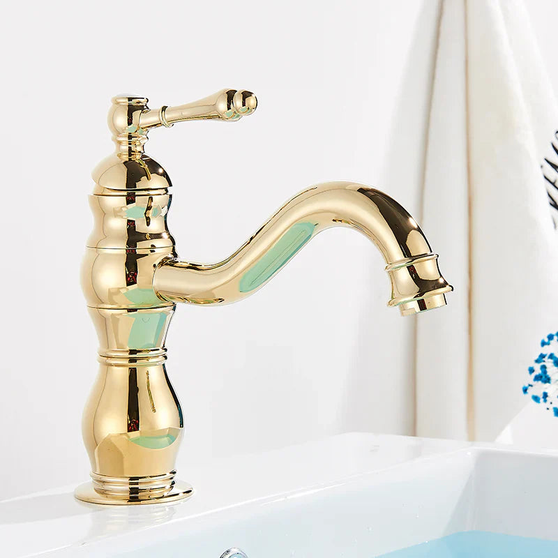 Mitigeur Vasque Doré Laiton Rétro Finition Précieuse Durable – Kaléo