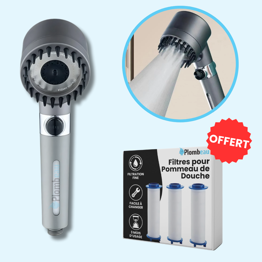 Pommeau de Douche Massant Brosse Intégrée Douche et Gommage – Pluvia