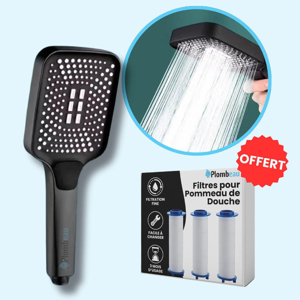 Tête de Douche Rectangle Large Haute Pression Puissante et Confortable – Pluvia