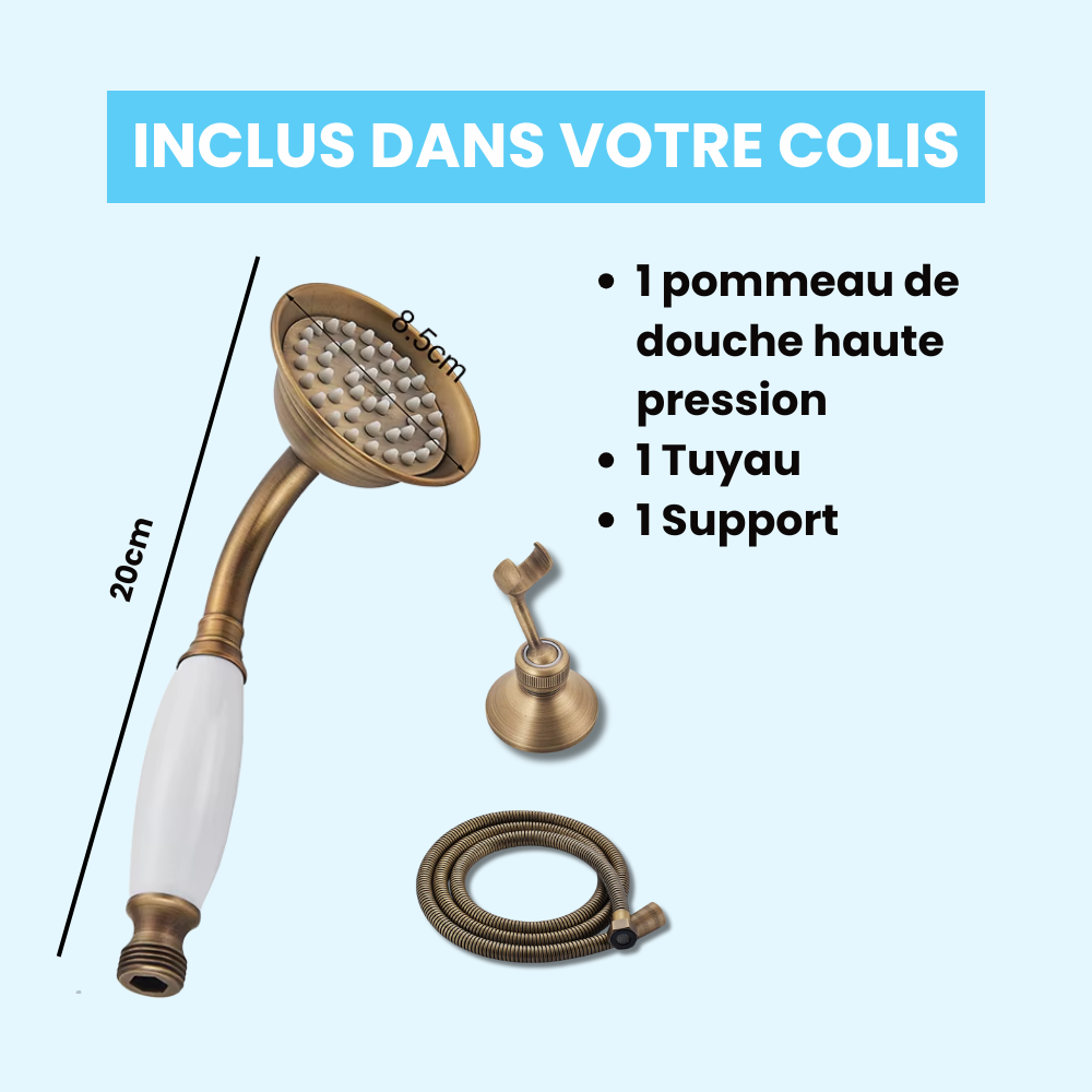 Pommeau de Douche Rétro Laiton Brossé Ligne Simple et Chaleureuse – Pluvia