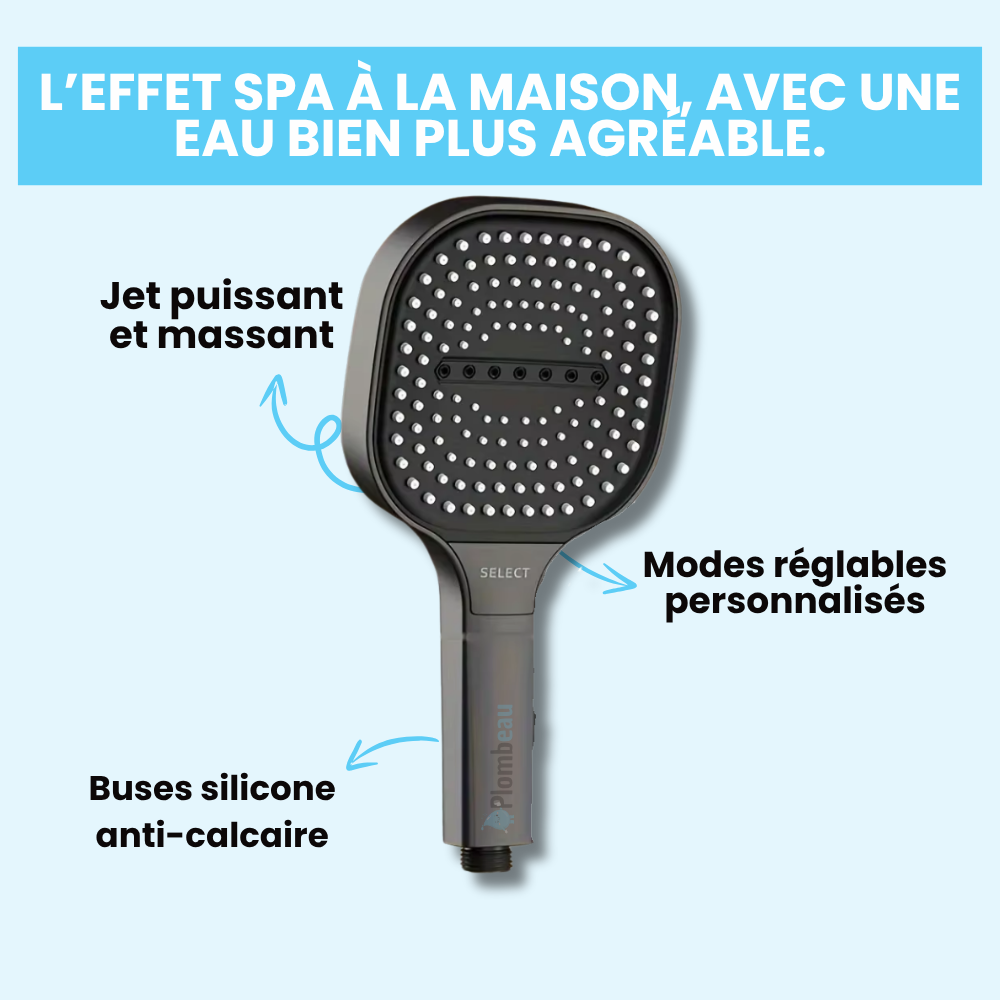 Pommeau de Douche Large Massant Haute Pression Confort Optimal – Pluvia
