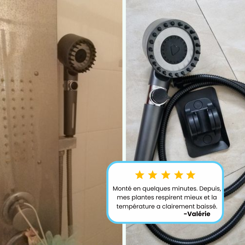 Pommeau de Douche Massant Brosse Intégrée Douche et Gommage – Pluvia