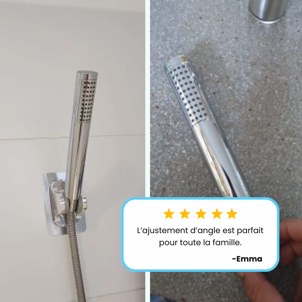 Pommeau de Douche Rond Chromé Fixation Flexible et Innovante – Pluvia