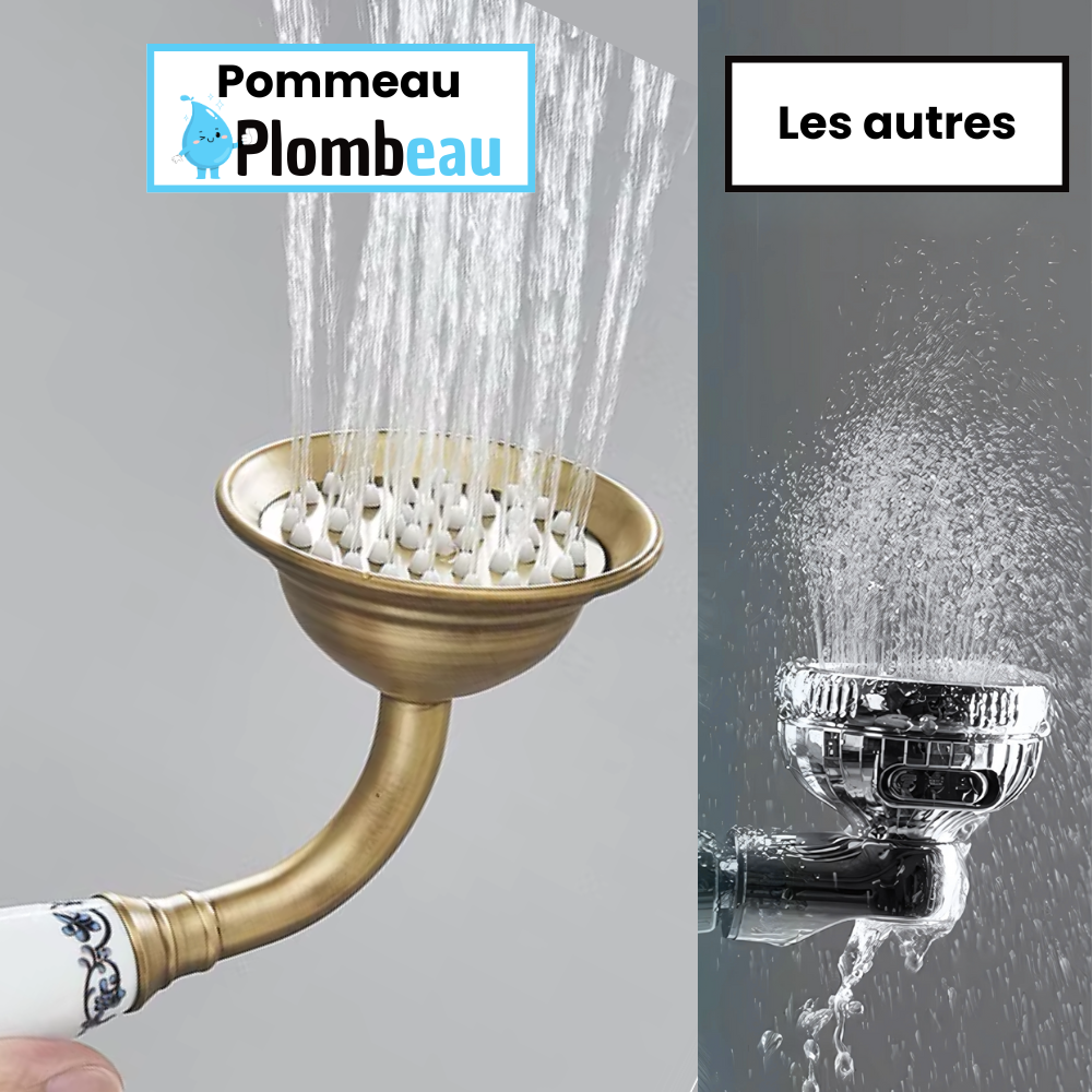 Pommeau de Douche Rétro Laiton Brossé Décor Travaillé – Pluvia