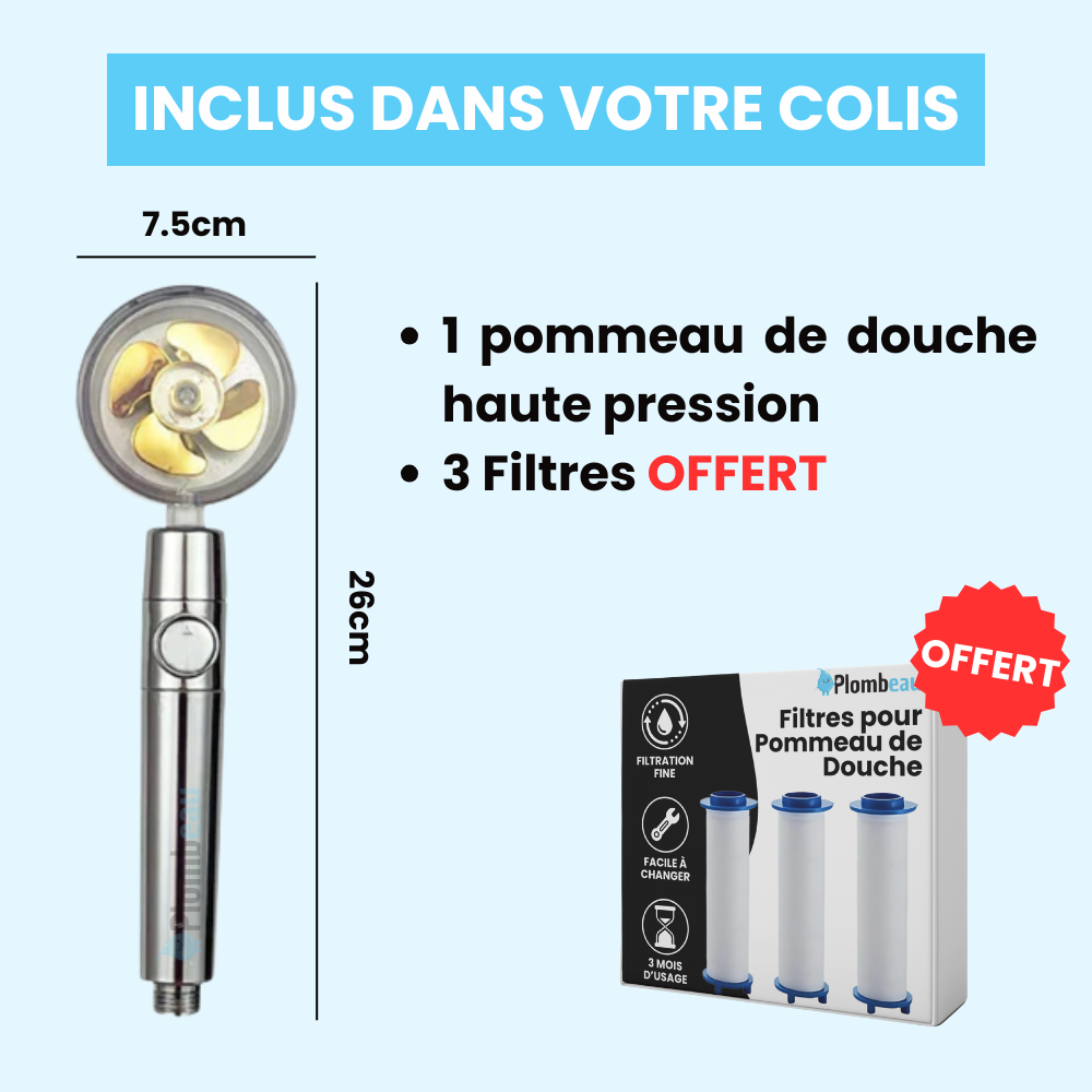 Pommeau de Douche Haute Pression Économique Puissance et Économies – Pluvia