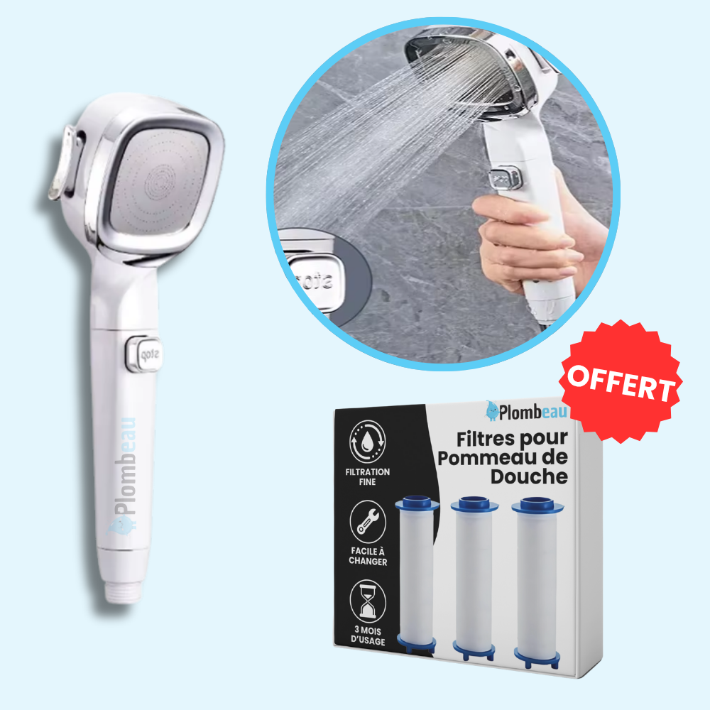 Pommeau de Douche avec Filtre Retient Calcaire et Impuretés – Pluvia
