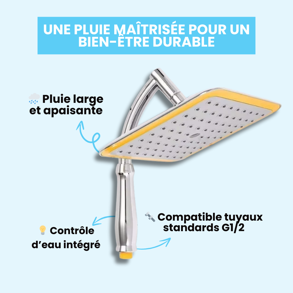 Pommeau de Douche Pluie Large Diffusion Uniforme Sensation Averse – Pluvia