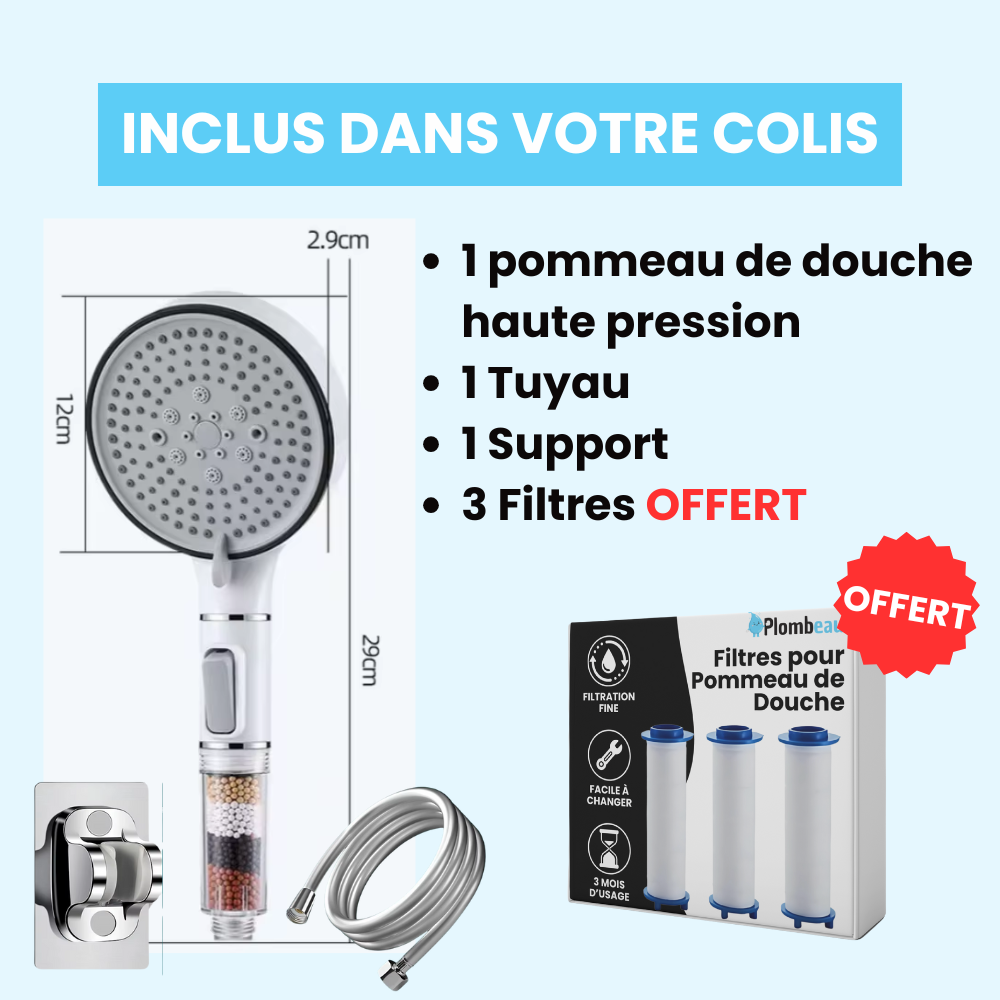 Pommeau de Douche Anticalcaire Blanc Eau Adoucie Peau Apaisée – Pluvia