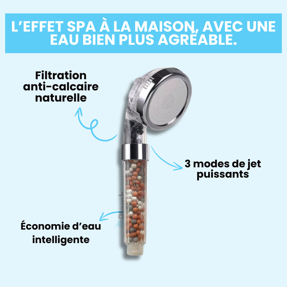 Pommeau de Douche Billes Anticalcaire Cheveux et Peau Préservés – Pluvia