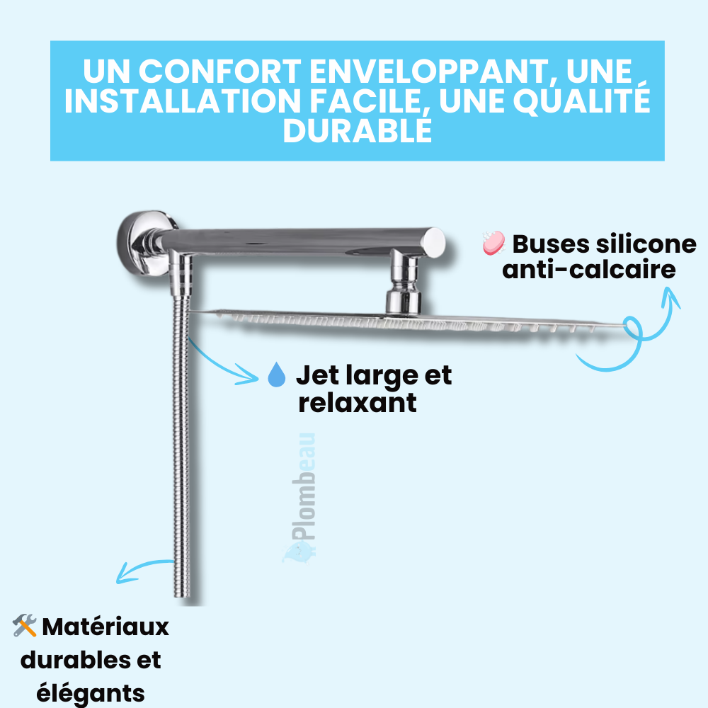 Pommeau de Douche Mural Fixe Confort Stable Design Élégant – Pluvia
