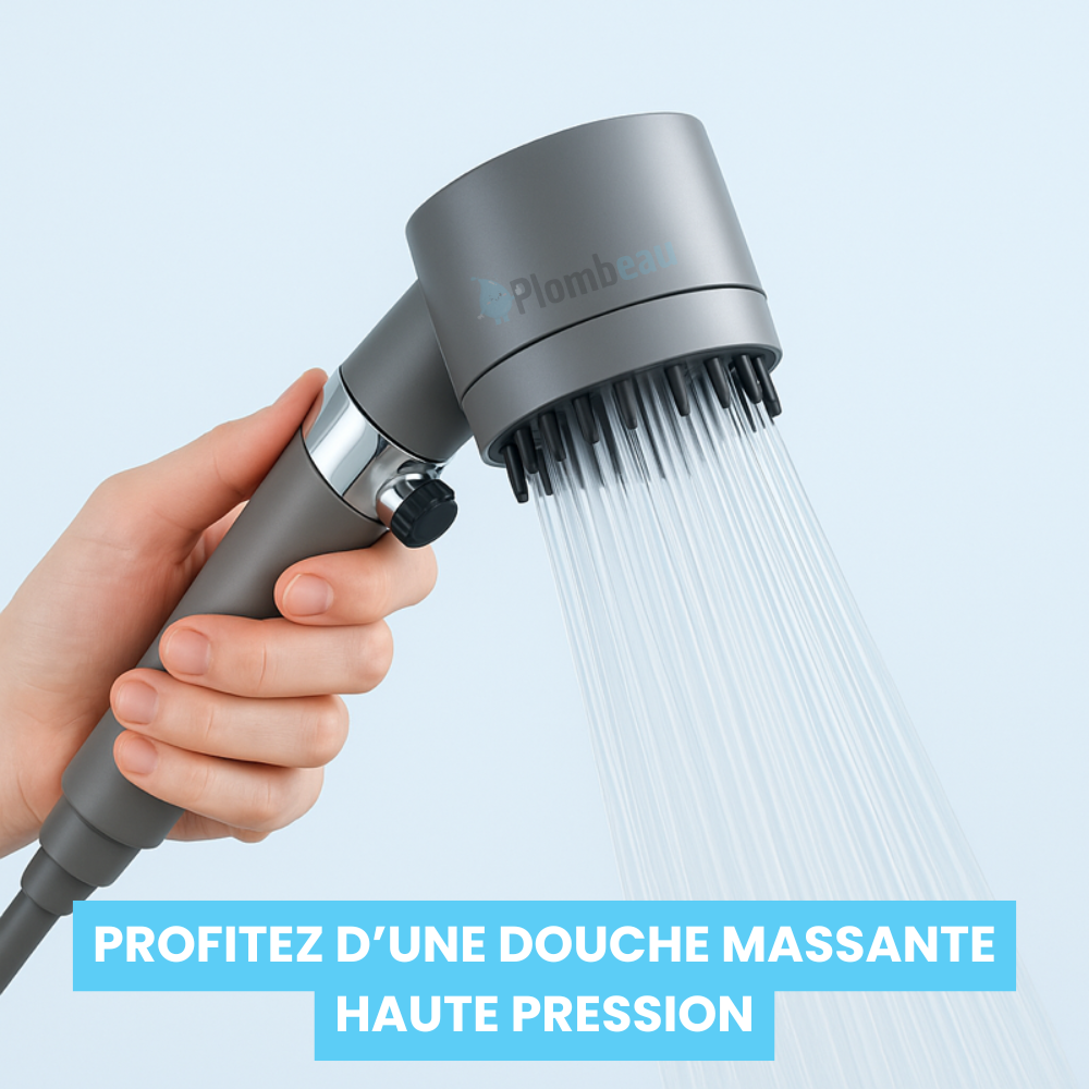 Pommeau de Douche Massant Brosse Intégrée Douche et Gommage – Pluvia