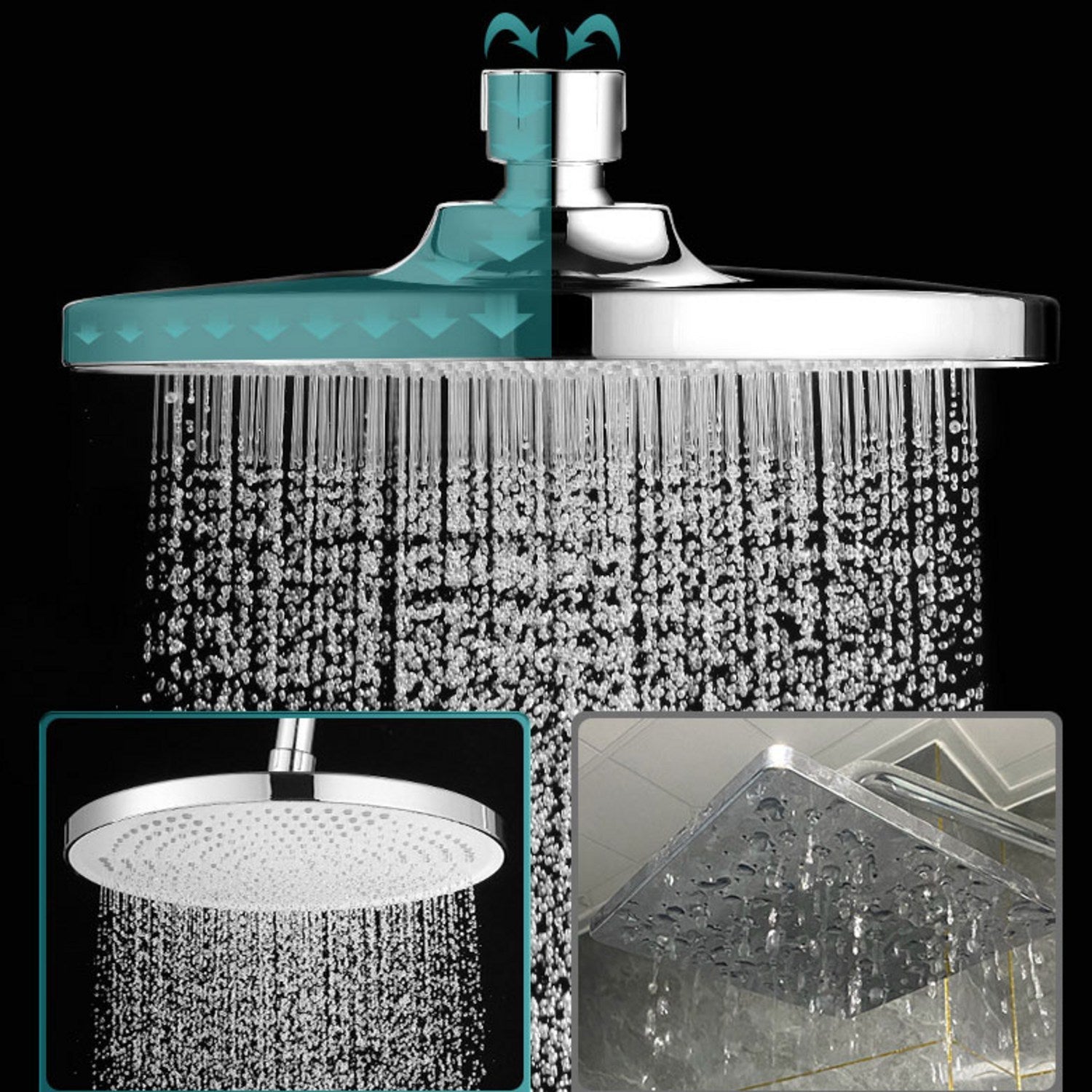 Pommeau de Douche Rond Effet Pluie Diffusion Large Confort Premium – Pluvia