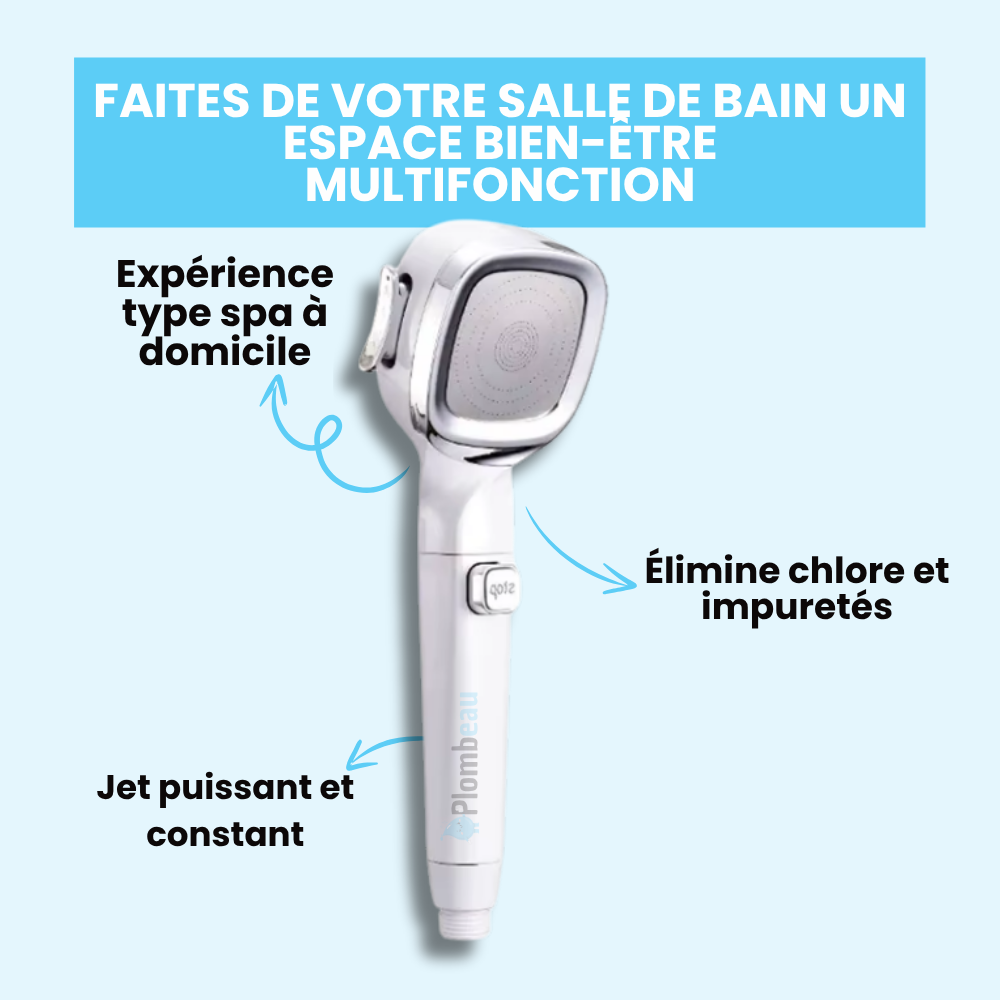 Pommeau de Douche avec Filtre Retient Calcaire et Impuretés – Pluvia