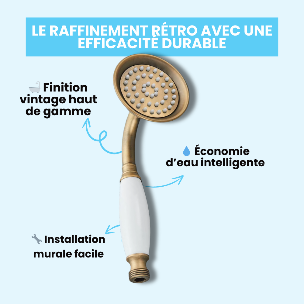 Pommeau de Douche Rétro Laiton Brossé Ligne Simple et Chaleureuse – Pluvia