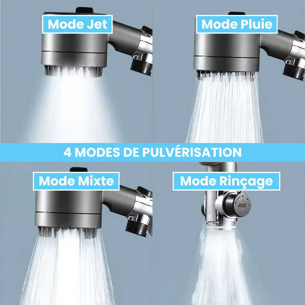 Pommeau de Douche Massant Brosse Intégrée Douche et Gommage – Pluvia