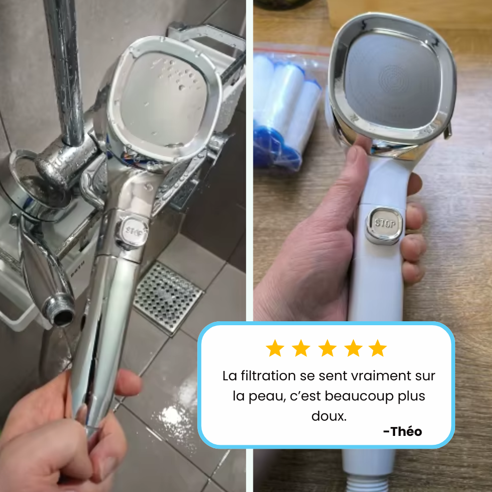 Pommeau de Douche avec Filtre Retient Calcaire et Impuretés – Pluvia