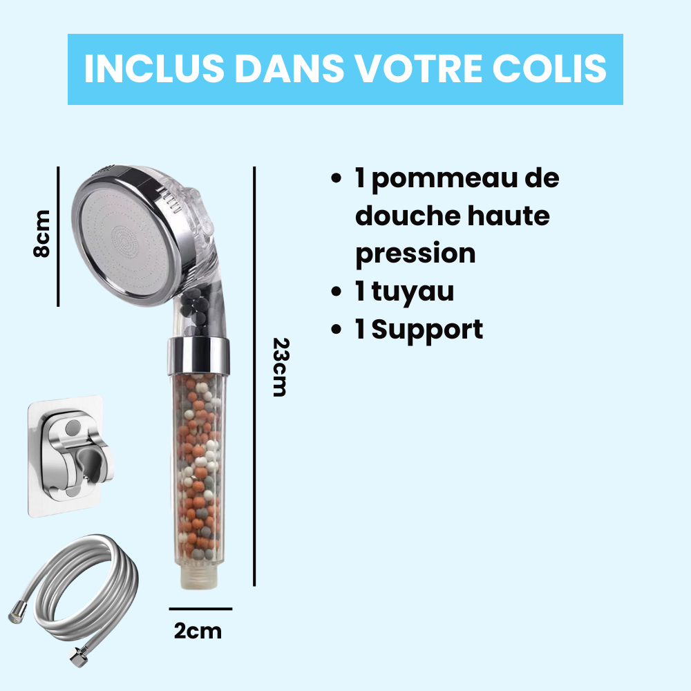 Pommeau de Douche Billes Anticalcaire Cheveux et Peau Préservés – Pluvia