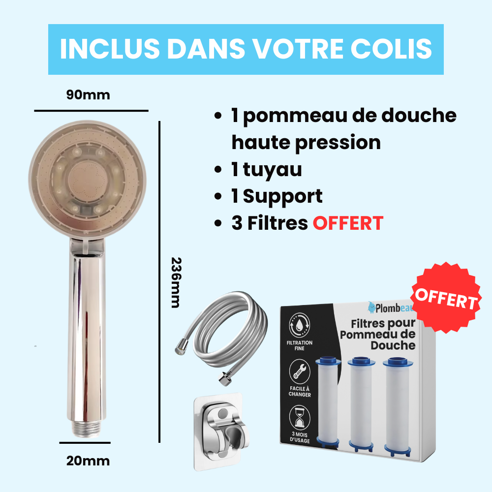 Pommeau de Douche LED Multicolore Haute Pression Ambiance Relaxante – Pluvia