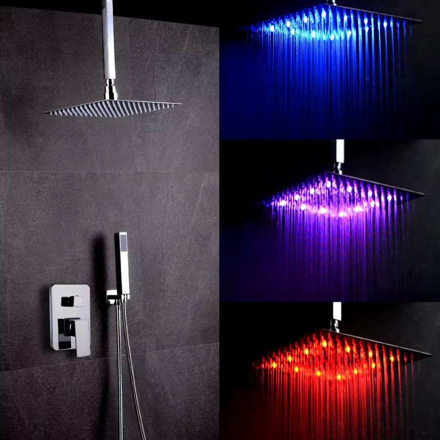 Tête de Douche Pluie LED Inox Premium Ambiance Lumineuse – Pluvia