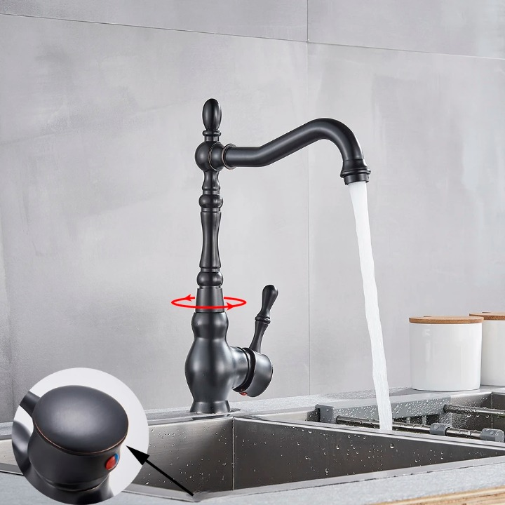 Mitigeur Cuisine Rétro Noir Finition Mate Style Intemporel – Cuvéa