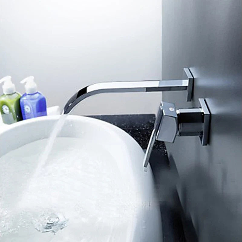 Mitigeur Mural Lavabo Chromé Élégance Contemporaine Vasque Libre – Solvane