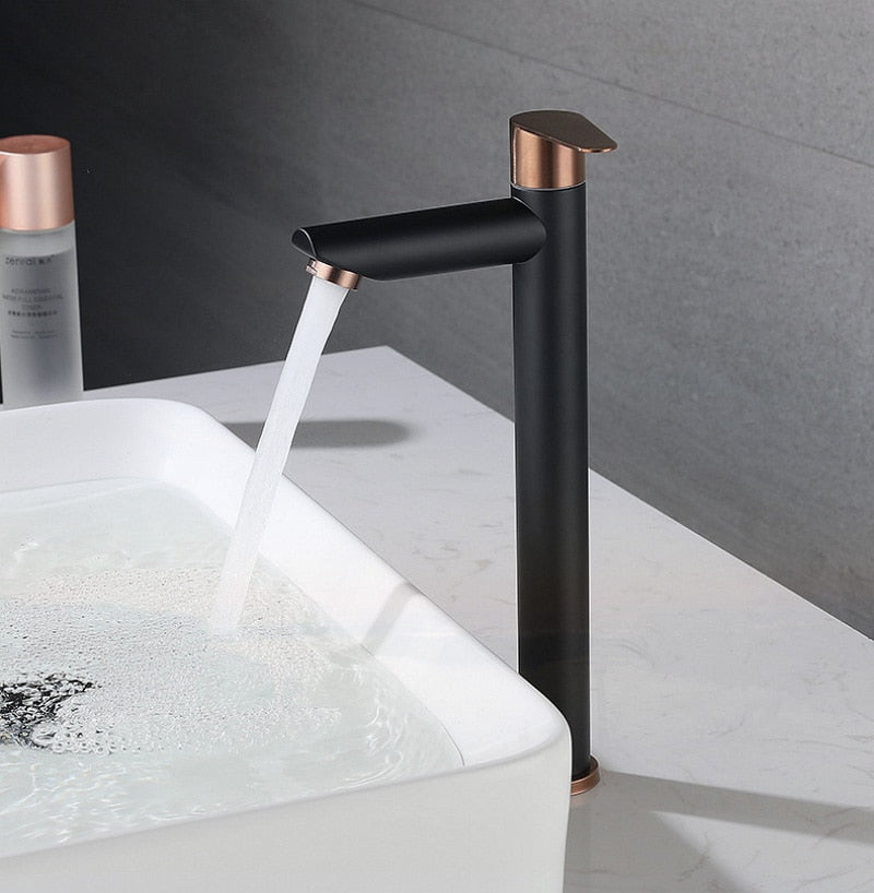 Robinet Vasque Noir Bicolore Contraste Élégant Salle de Bain Moderne – Kaléo