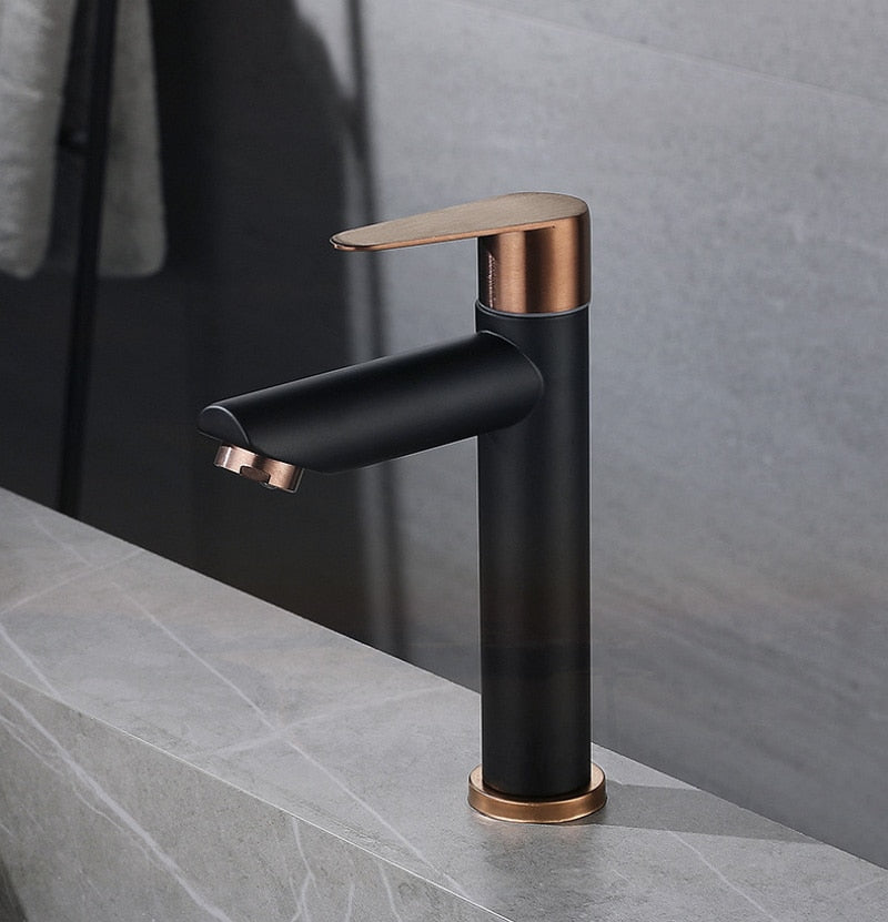 Robinet Vasque Noir Bicolore Contraste Élégant Salle de Bain Moderne – Kaléo