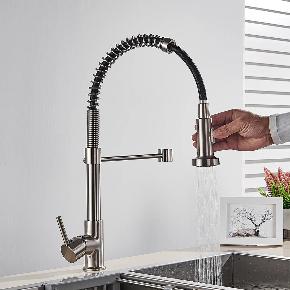 Mitigeur Cuisine Acier Brossé Rotation 360° Douchette Jet Doux – Fornéa