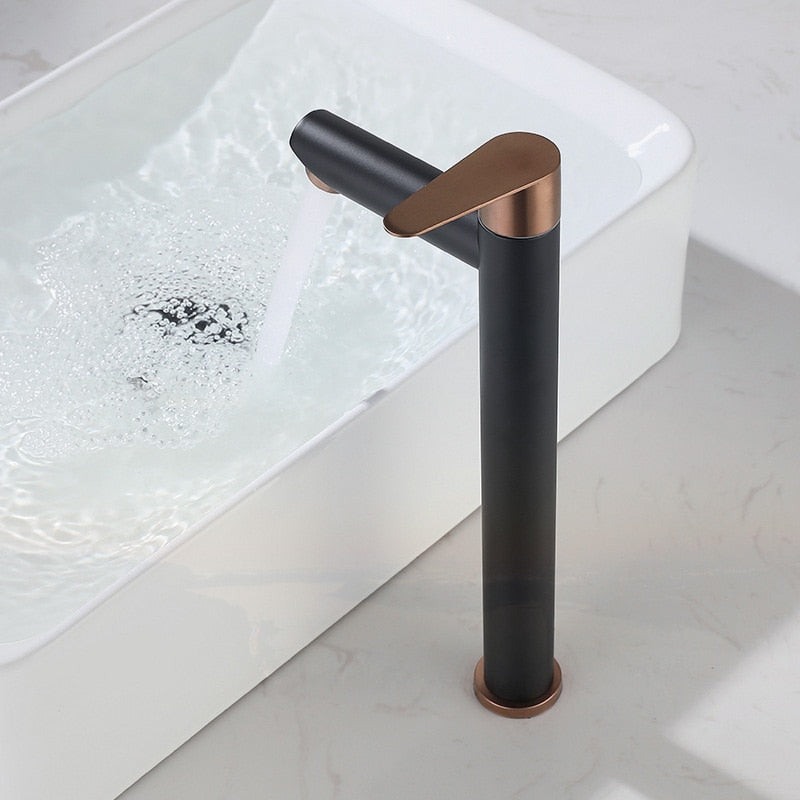 Robinet Vasque Noir Bicolore Contraste Élégant Salle de Bain Moderne – Kaléo