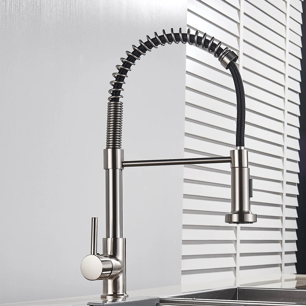 Mitigeur Cuisine Acier Brossé Rotation 360° Douchette Jet Doux – Fornéa