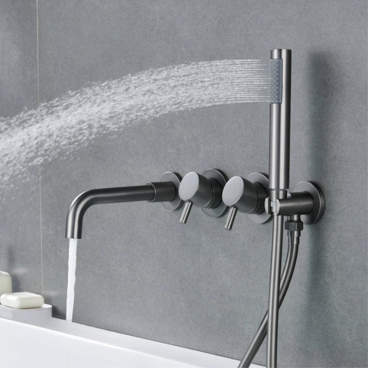 Mélangeur Baignoire Encastrable Laiton Réglage Chaud Froid Fixation Moderne – Vertane