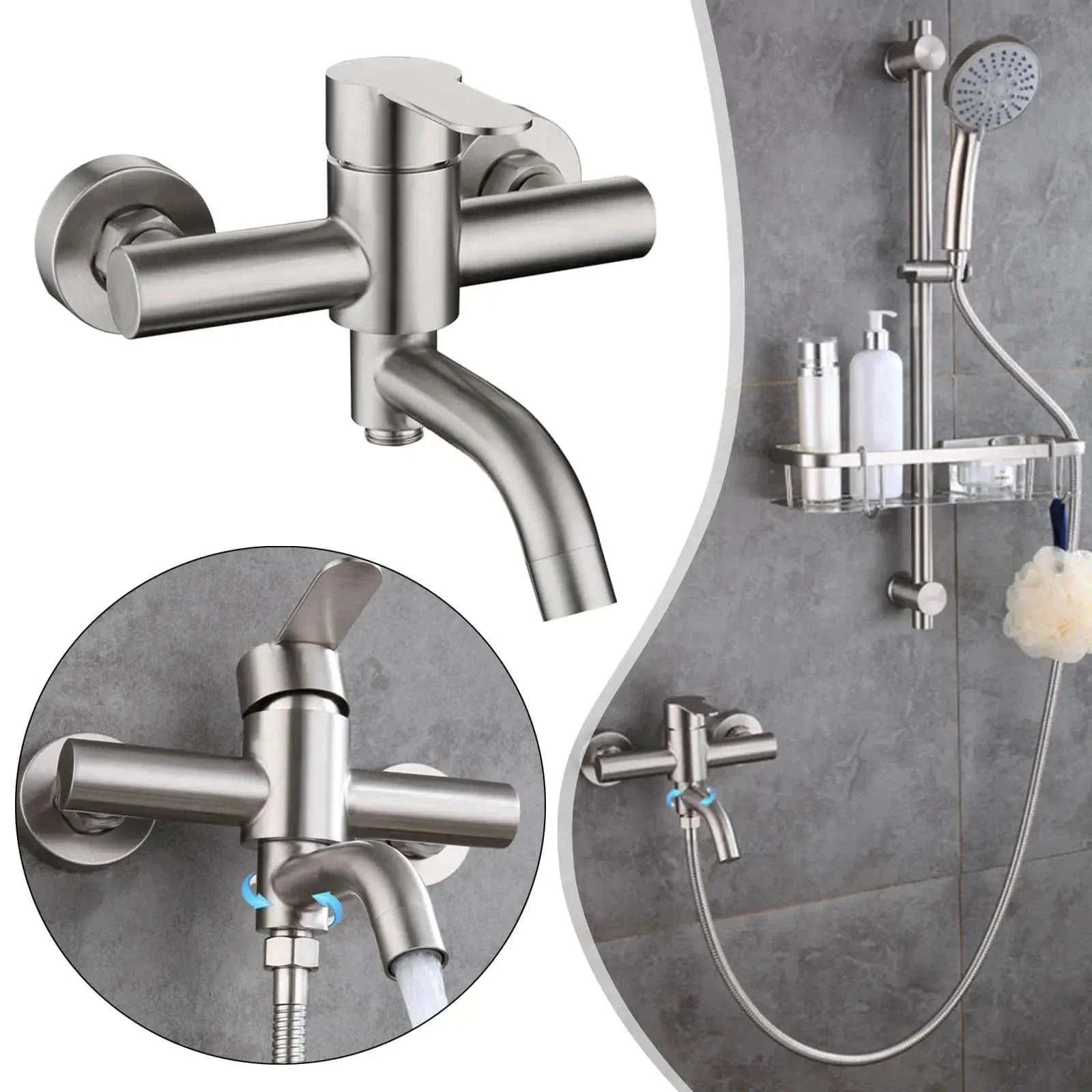 Mitigeur Baignoire Inox Entraxe 150 mm Pose Ajustable 130-170 mm – Vertane