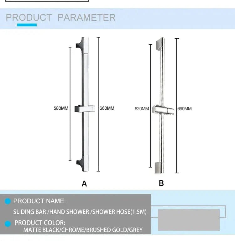 Barre de Douche Réglable Effet Quartz Fixation Ultra Solide – Spalys