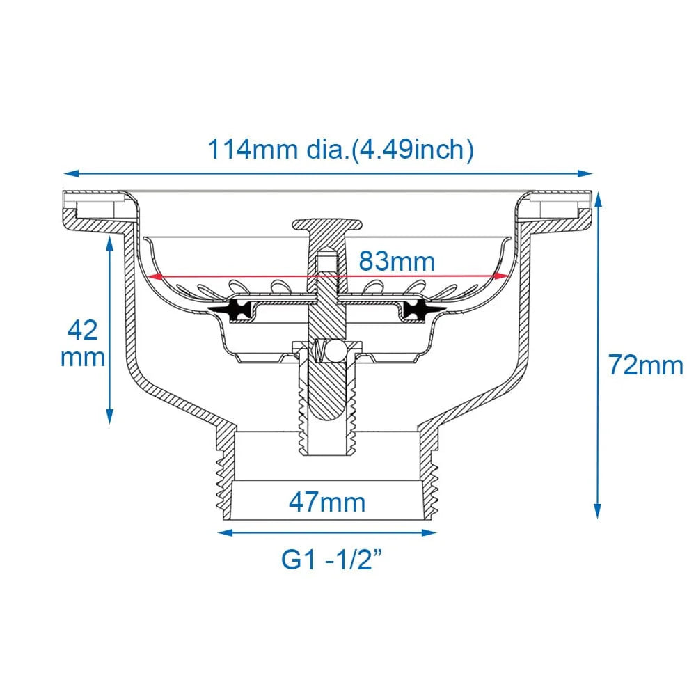 Bonde Évier 114 mm Filtration Métal Anti-Déchets – Draynor