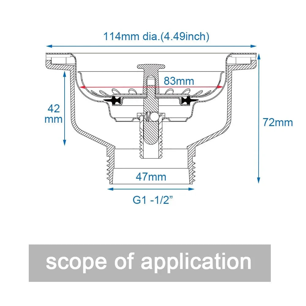 Bonde Évier 114 mm Filtration Métal Anti-Déchets – Draynor
