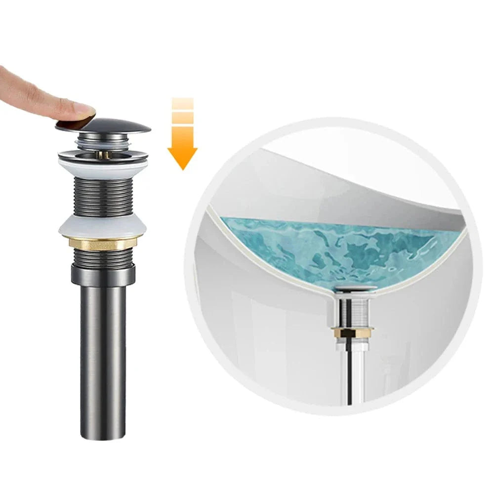 Bonde Clic-Clac Lavabo Gris Métal Finition Anti-Traces – Ovalis