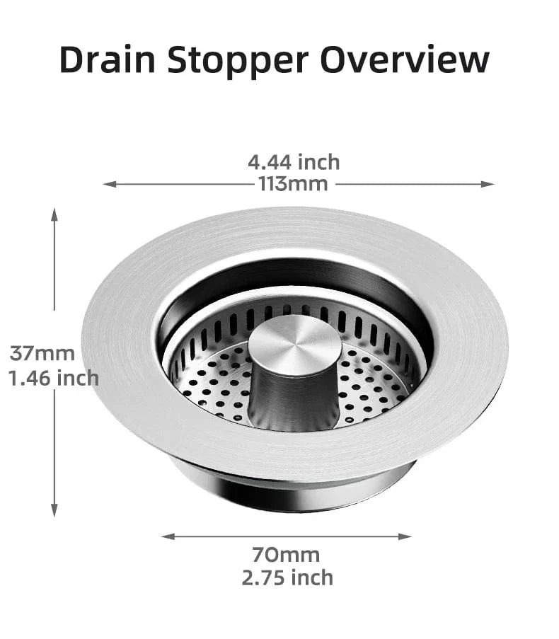 Bonde Évier Inox 3-en-1 Filtration Intégrée Anti-Résidus – Draynor