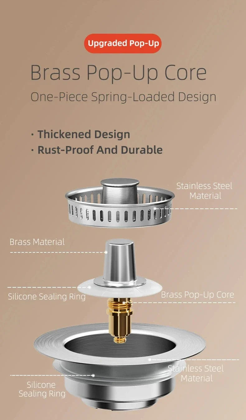 Bonde Évier Inox 3-en-1 Filtration Intégrée Anti-Résidus – Draynor