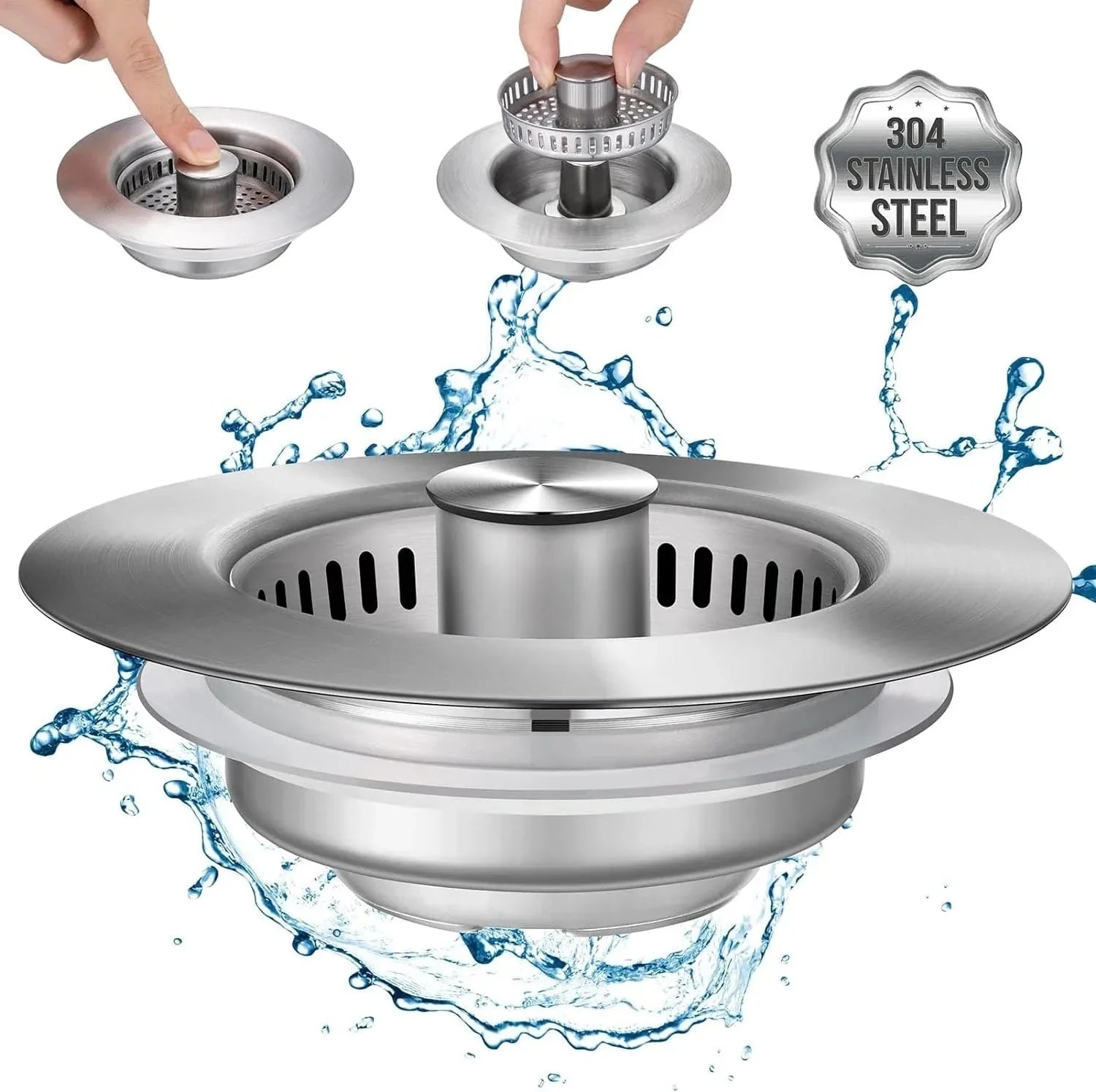 Bonde Évier Inox 3-en-1 Filtration Intégrée Anti-Résidus – Draynor