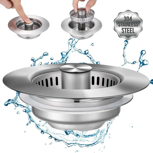 Bonde Évier Inox 3-en-1 Filtration Intégrée Anti-Résidus – Draynor
