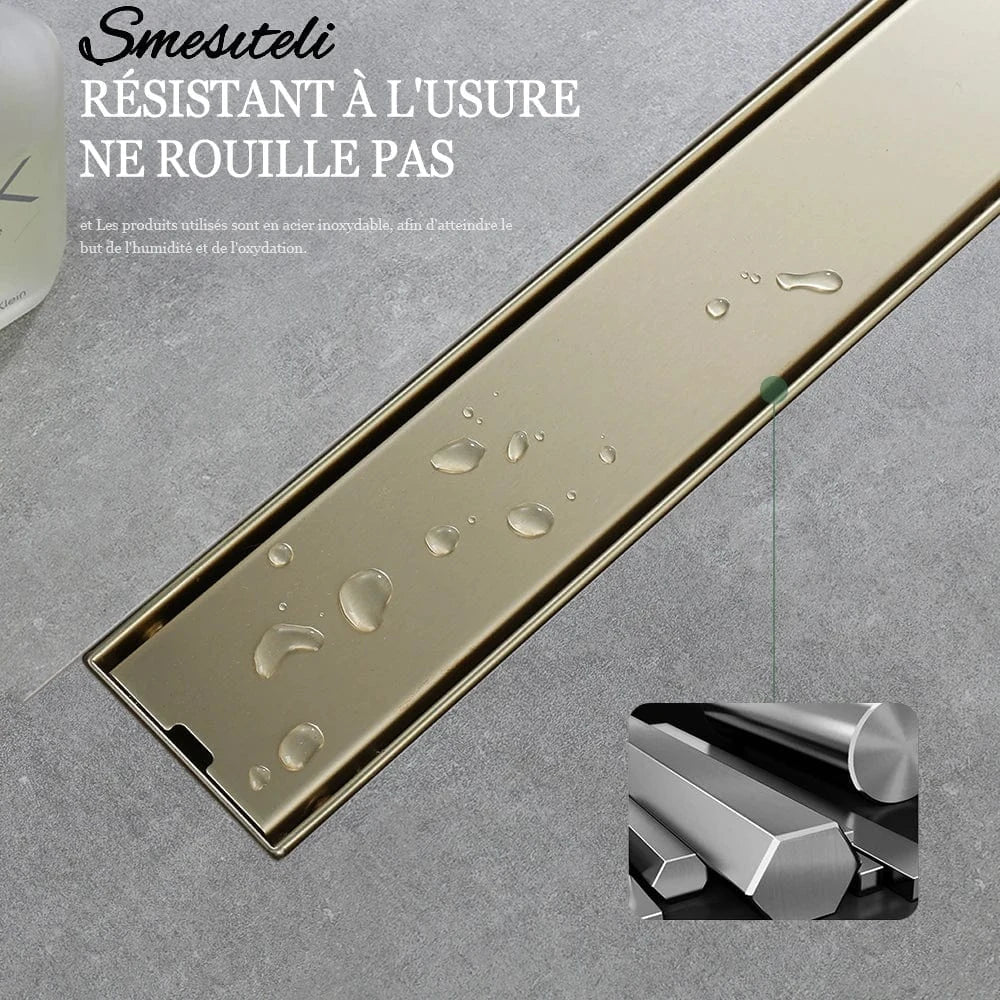 Caniveau Douche Extra-Plat Inox Brossé Spécial Douche Italienne – Alvéo
