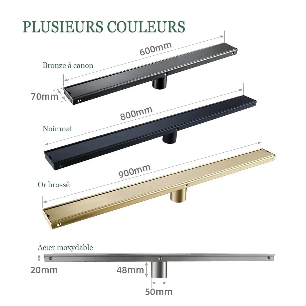 Caniveau Douche Italienne Inox Brossé Ligne Épurée Premium – Alvéo