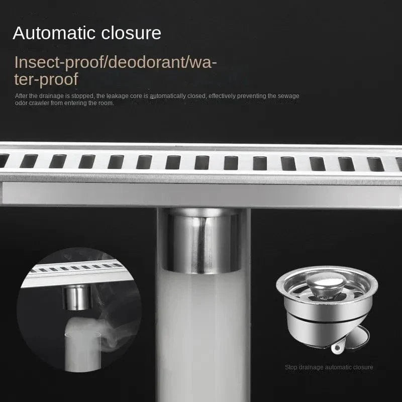 Caniveau de Douche Noir Inox 304 Longueurs 20 à 80 cm – Alvéo