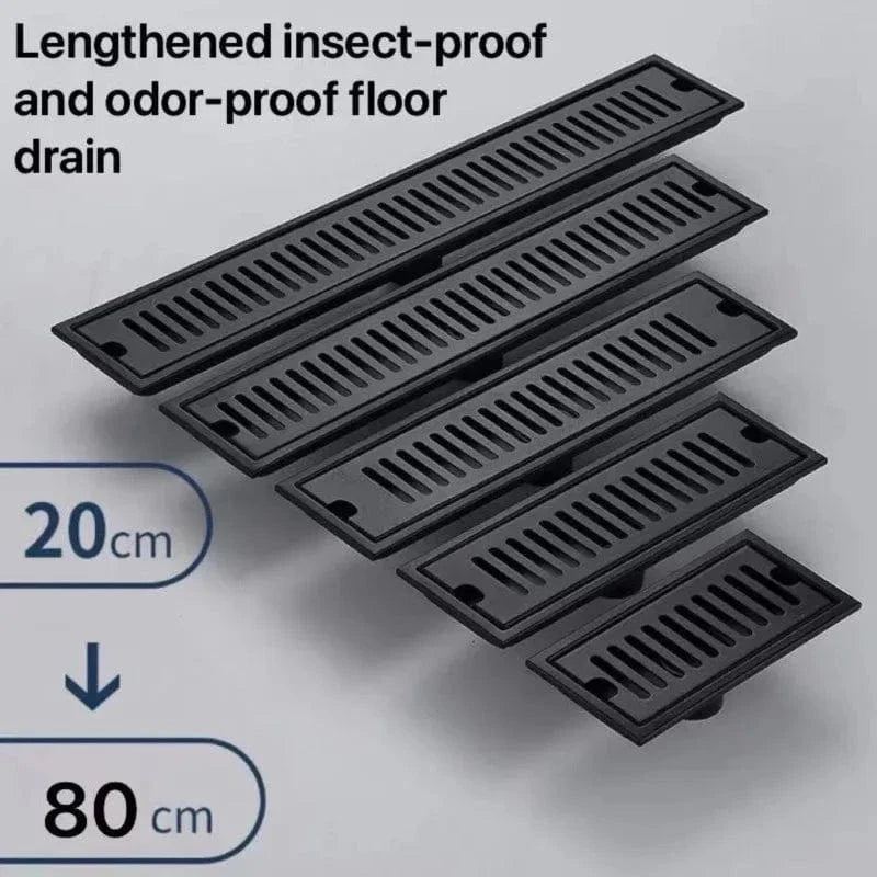 Caniveau de Douche Noir Inox 304 Longueurs 20 à 80 cm – Alvéo